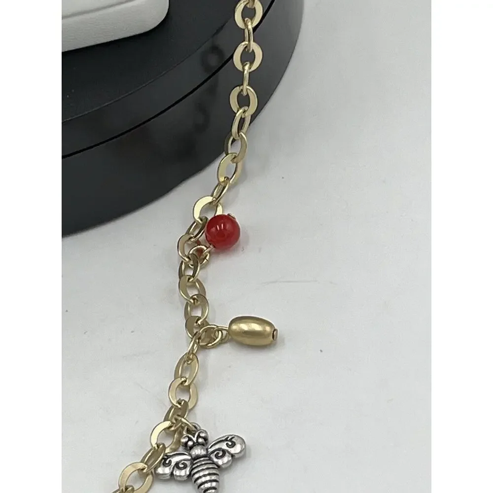 Chicos Gold Tone with Silver Tone (NWT Charms Dangle Double Strand Necklace New‎